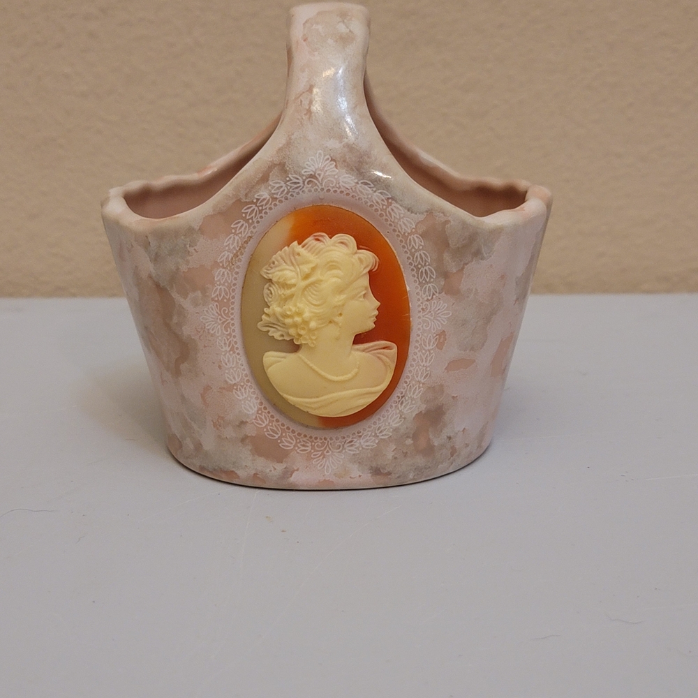 Vintage Japanese Ceramic Cameo Basket
